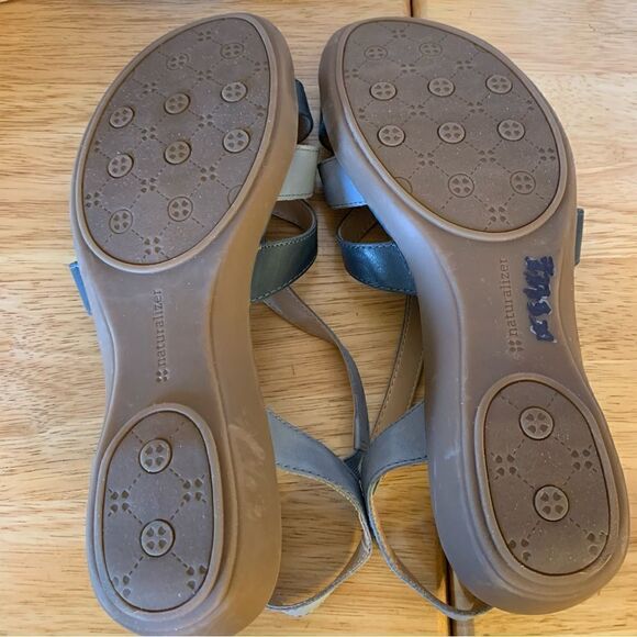 Naturalizer Sandals ‘Neina’ Heather Blue & Heather Gray Leather 1.5” Heel - Picture 11 of 11